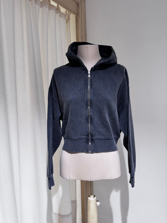 W Organic Crop Zip Hood - COLORFUL STANDARD Faded Black