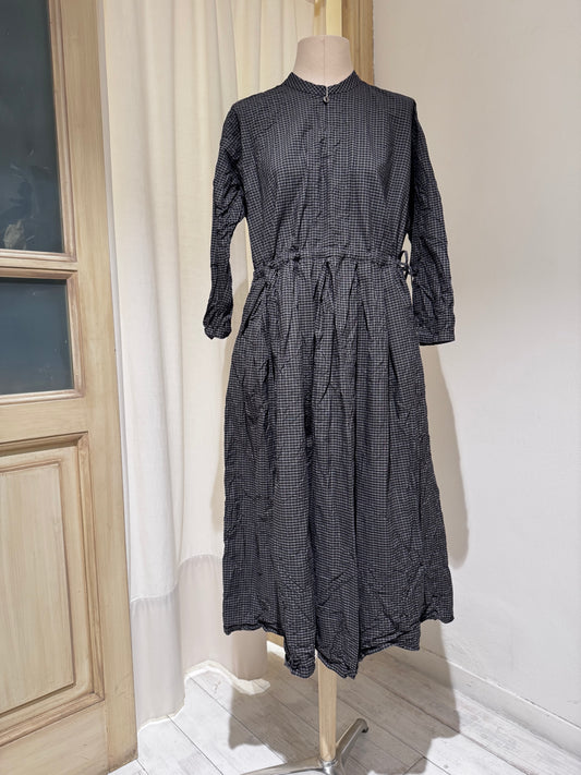 W Long Sleeve Cotton Dress - PAS DE CALAIS Black Check