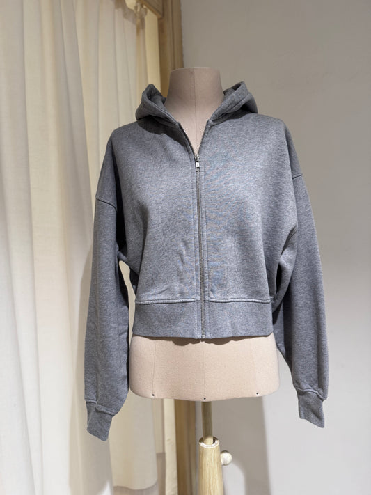 W Organic Crop Zip Hood - COLORFUL STANDARD Heather Grey