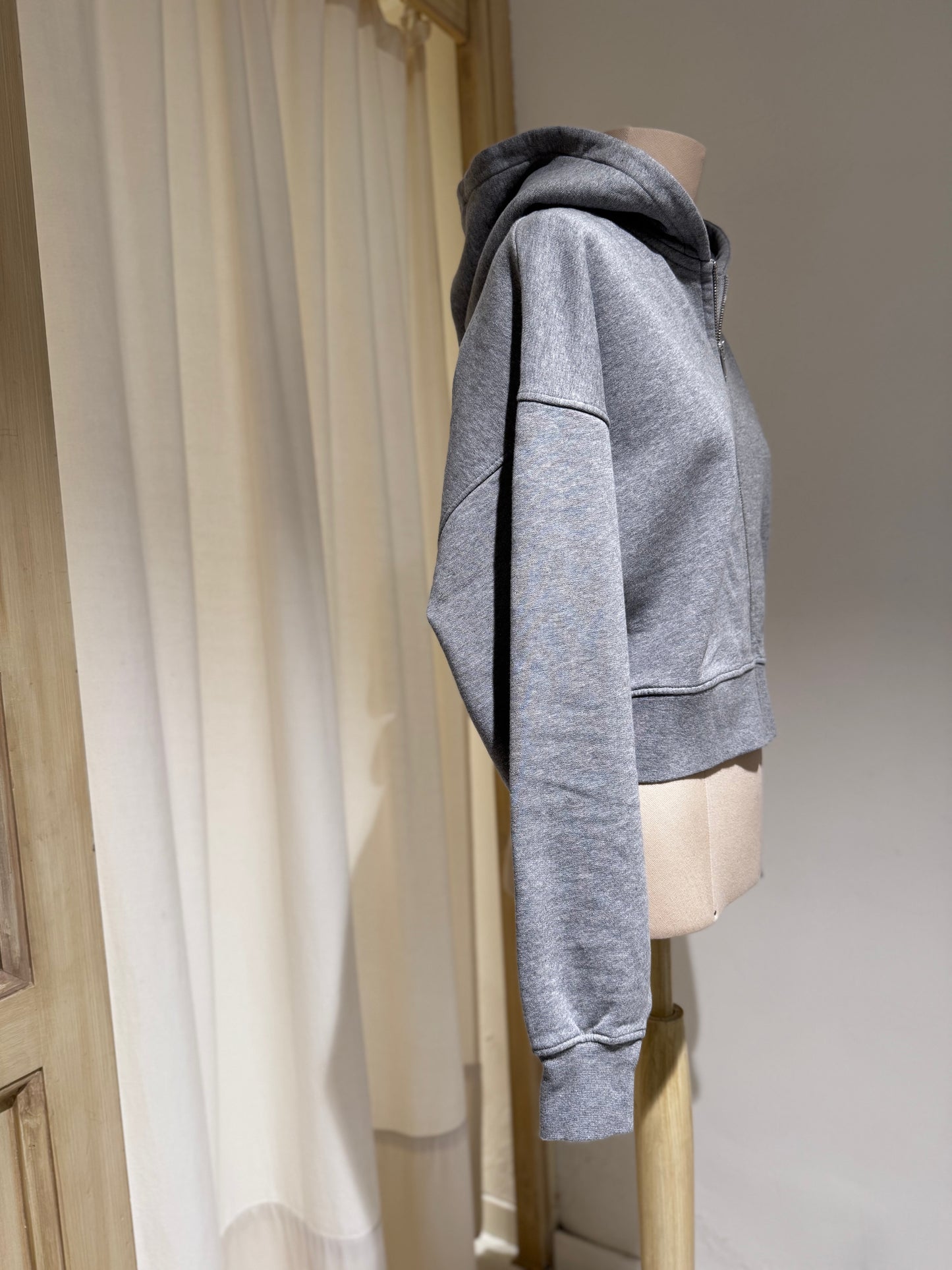 W Organic Crop Zip Hood - COLORFUL STANDARD Heather Grey
