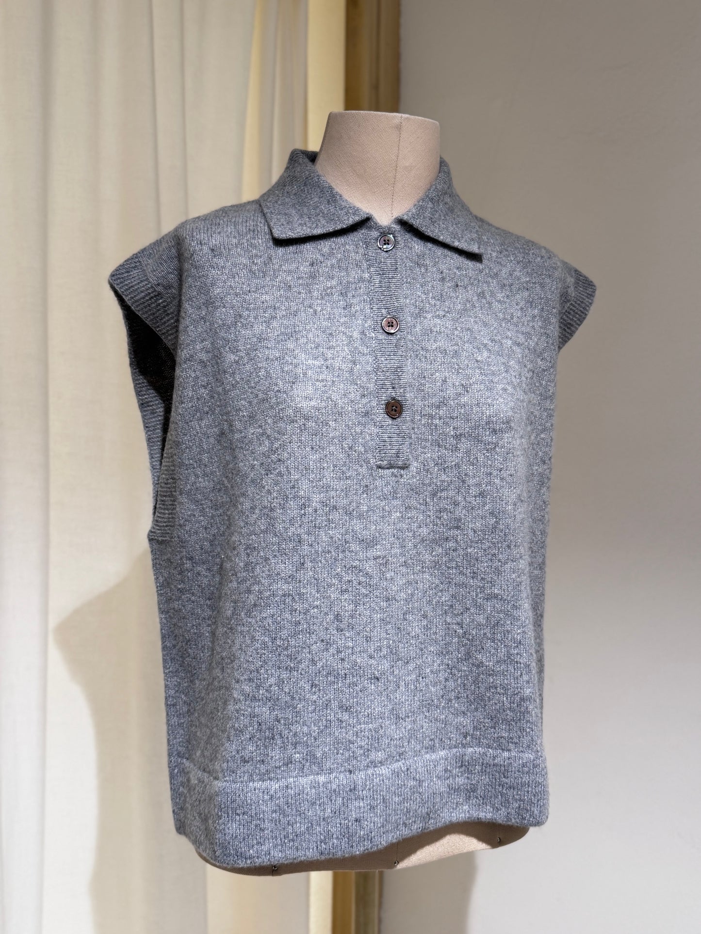 W Oversized Polo Collar - BELLEROSE - Heather Grey