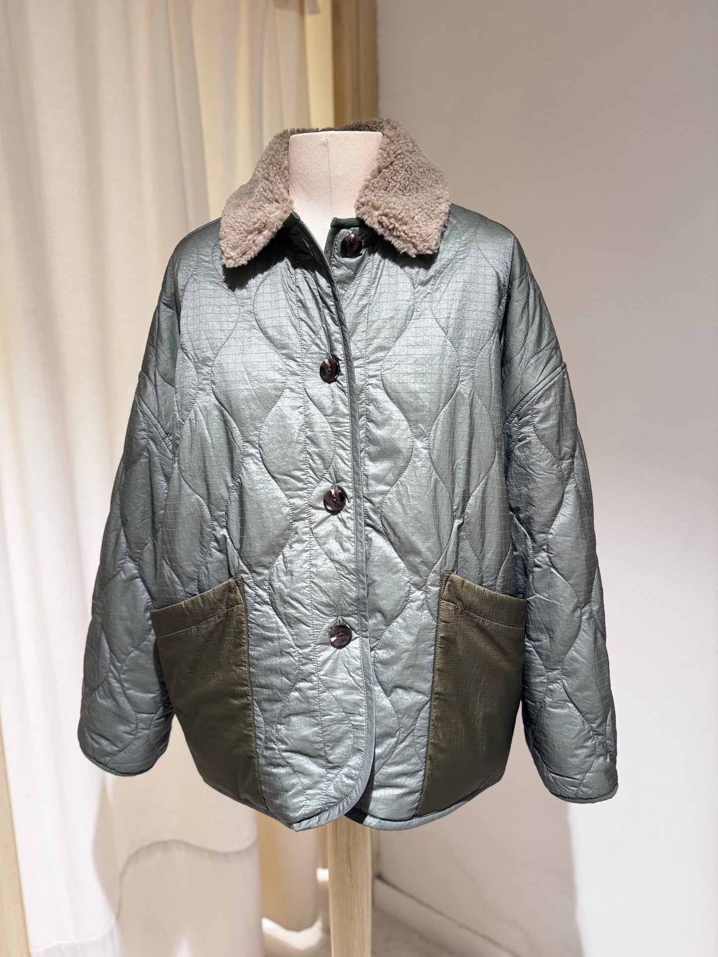 W Hampton teddy jacket - BELLEROSE - Mil Green
