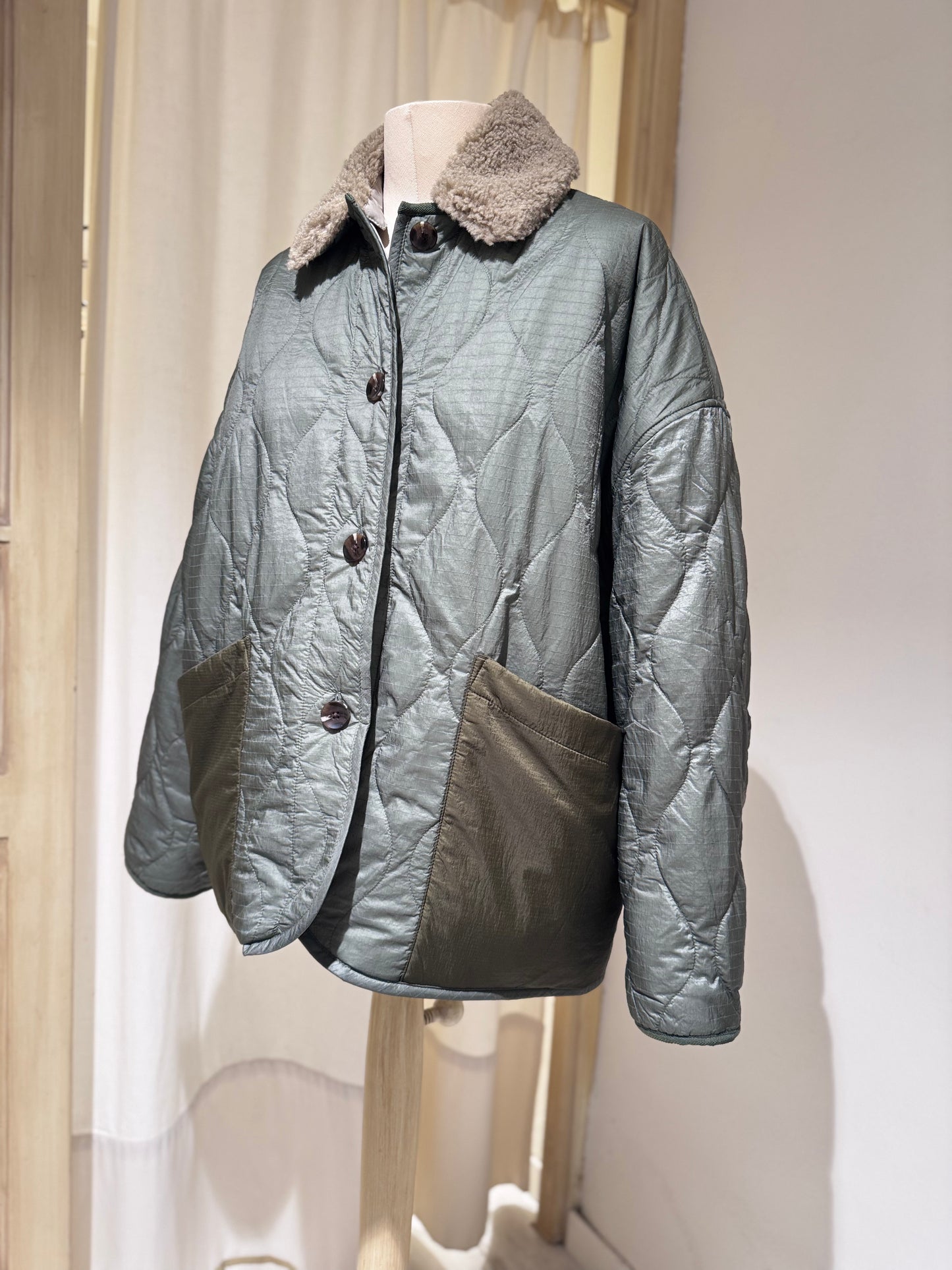 W Hampton teddy jacket - BELLEROSE - Mil Green