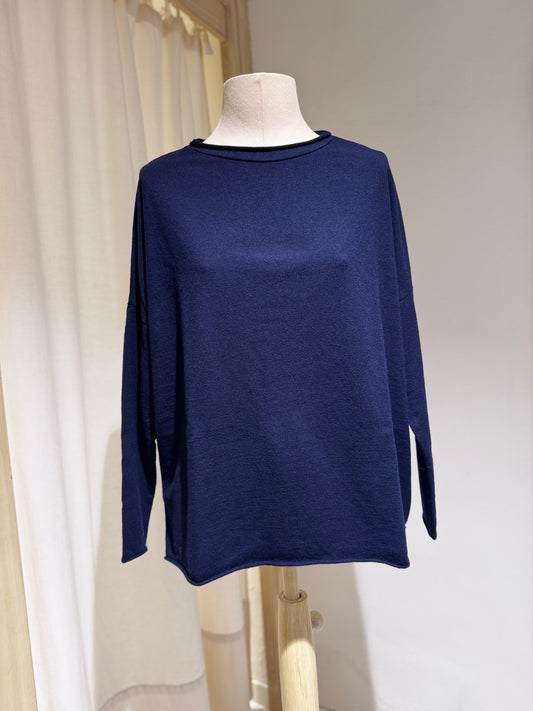 W BOXY CASHWOOL - LABO.ART - NAVY BLUE