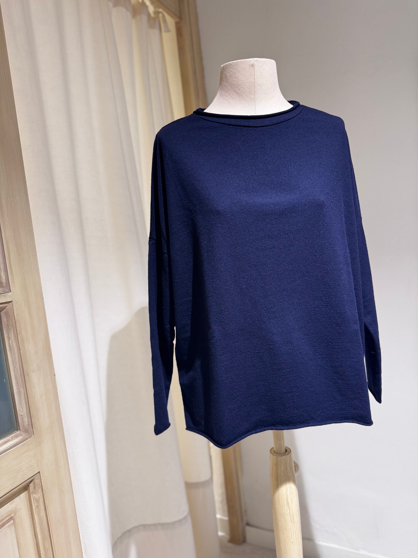 W BOXY CASHWOOL - LABO.ART - NAVY BLUE