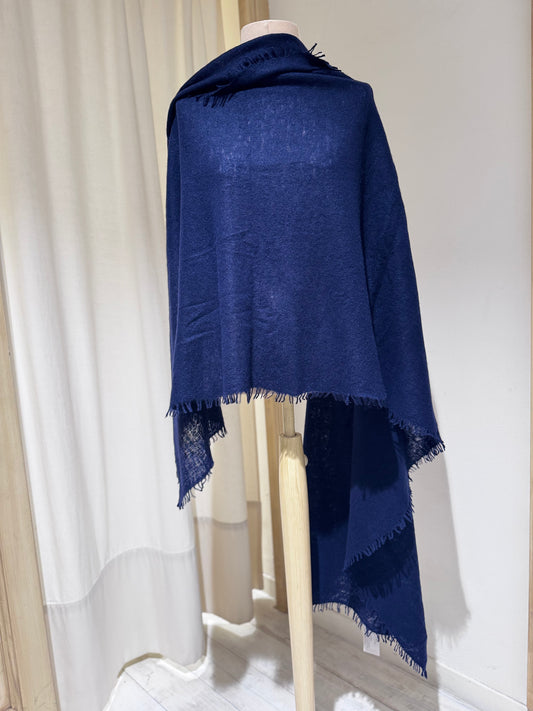 W Pure Cashmere Scarf - MOULETA - Navy Blue