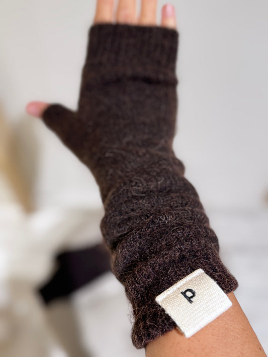 W NO FINGER GLOVES - PCNQ - DARK BROWN