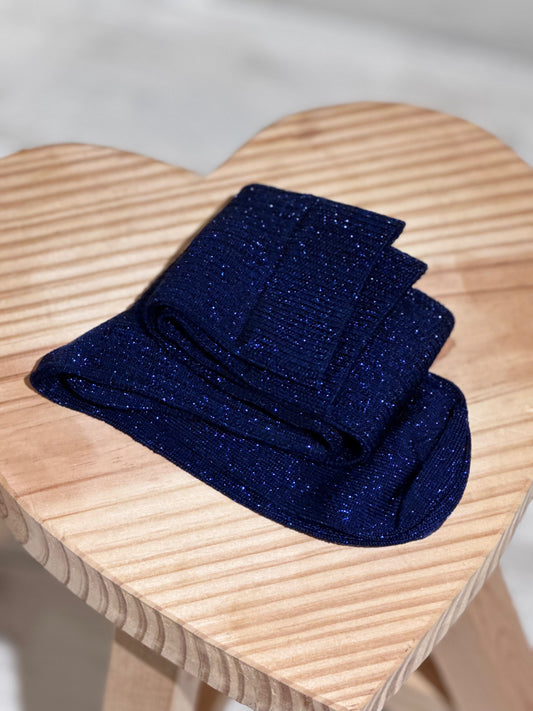 W BARIA SHINY KNEE - HIGH SOCKS - BELLEROSE - NAVY