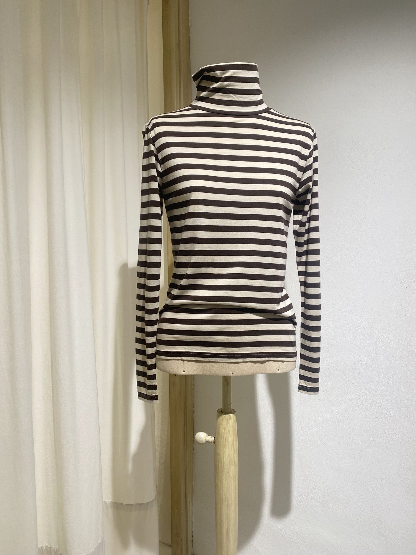 W TURTLE NECK SHIRT - DIEGA - STRIPES BROWN