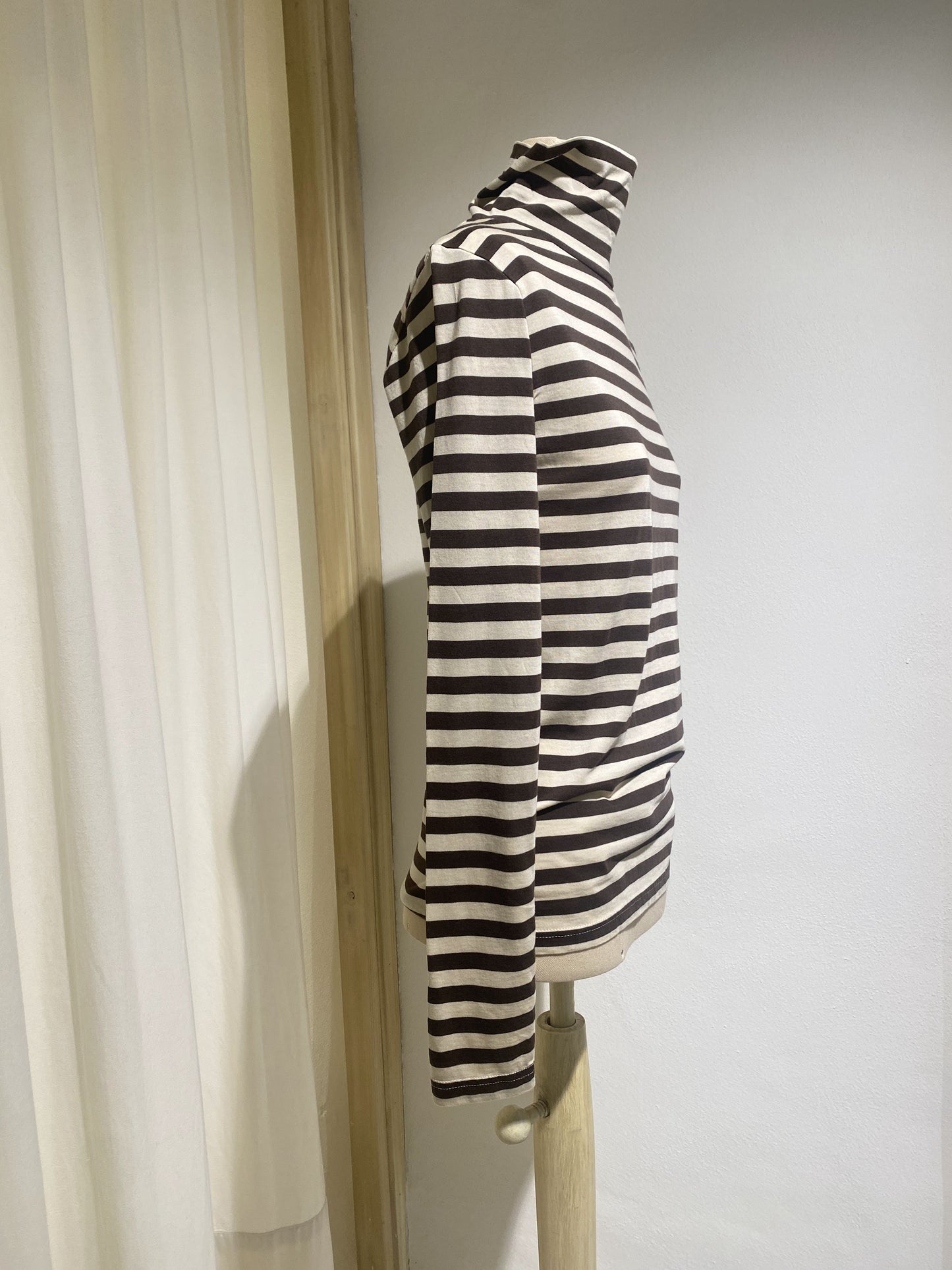 W TURTLE NECK SHIRT - DIEGA - STRIPES BROWN