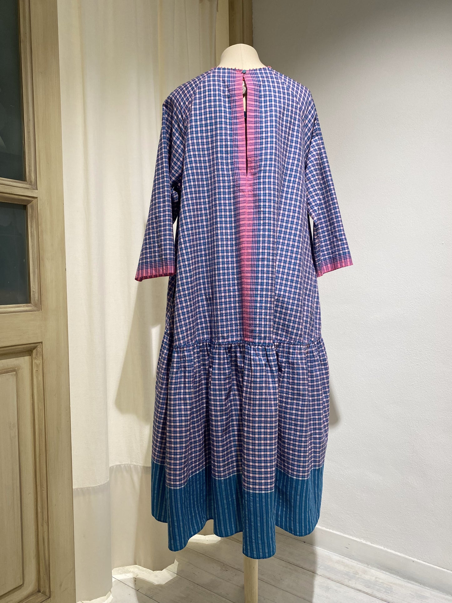 W WOOL DRESS PÉRO CHECK BLUE