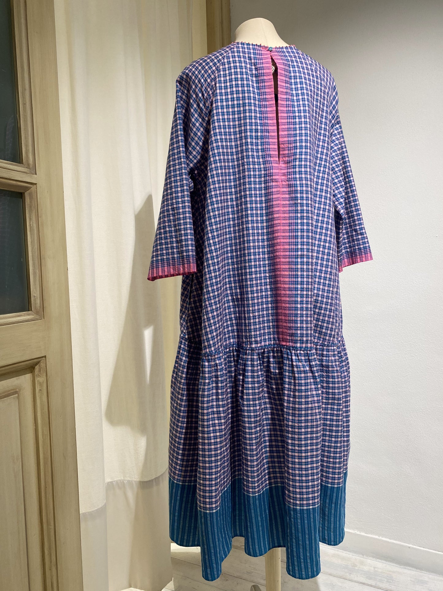 W WOOL DRESS PÉRO CHECK BLUE
