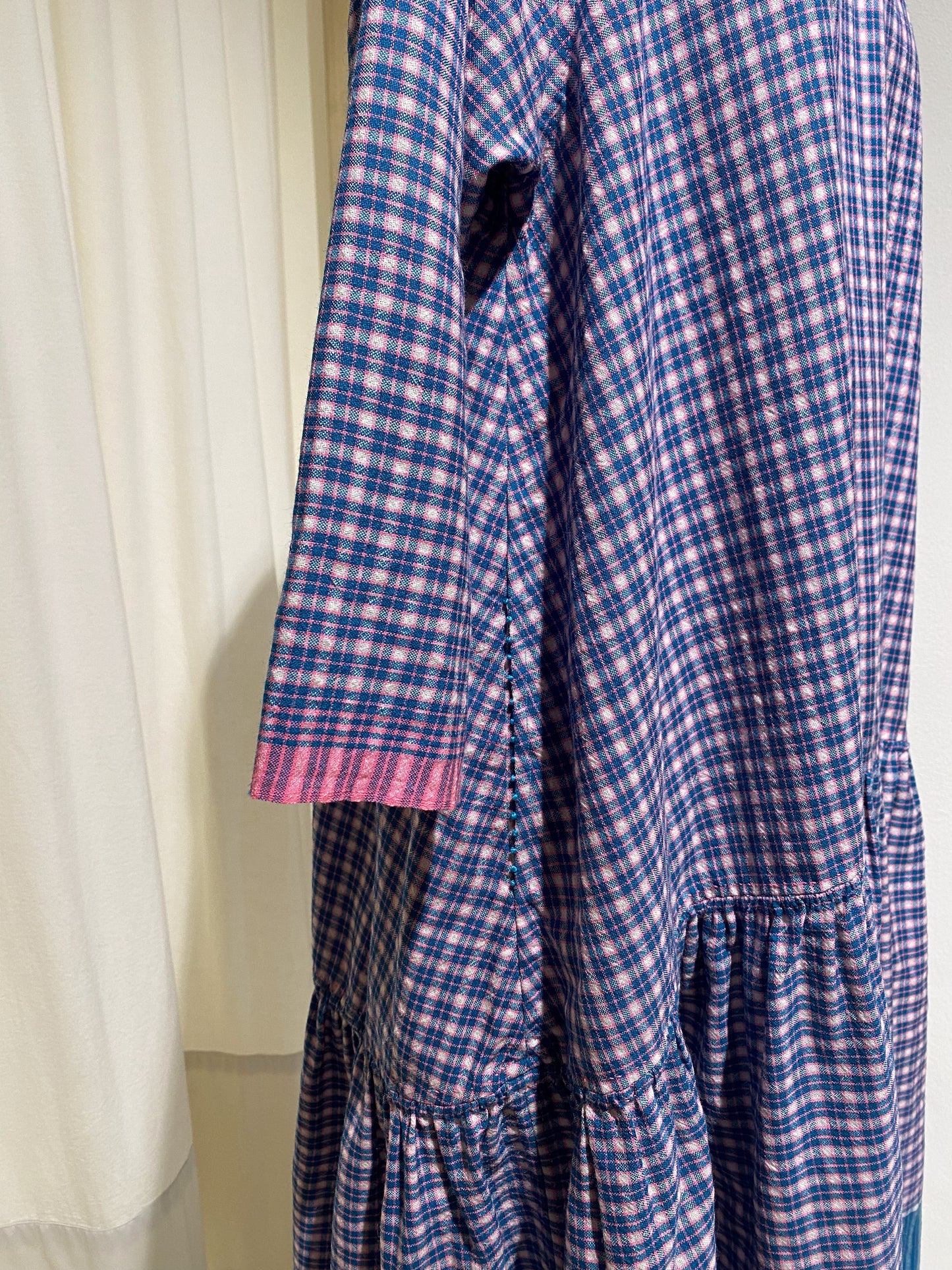 W WOOL DRESS PÉRO CHECK BLUE
