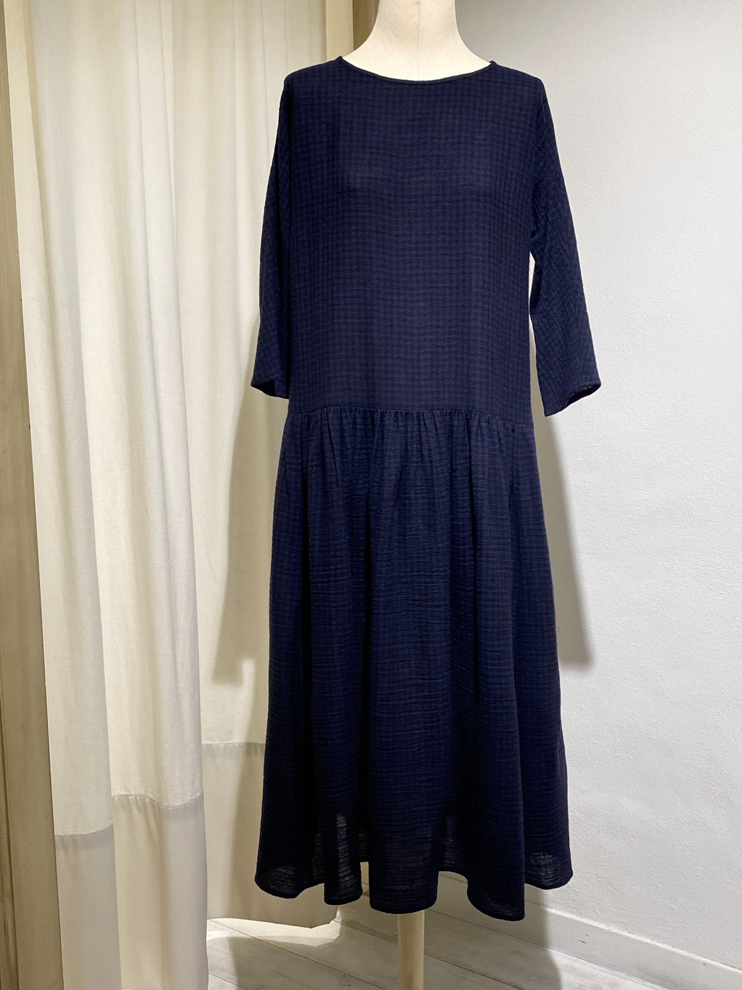 W DRESS LONG SLEEVE APUNTOB BLUE/BLACK