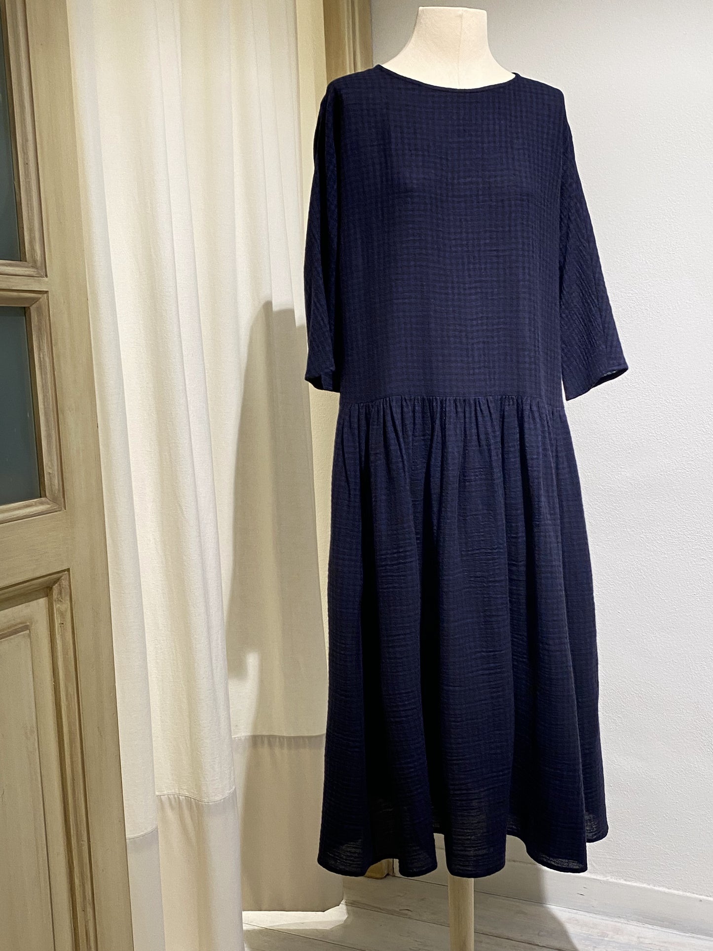 W DRESS LONG SLEEVE APUNTOB BLUE/BLACK
