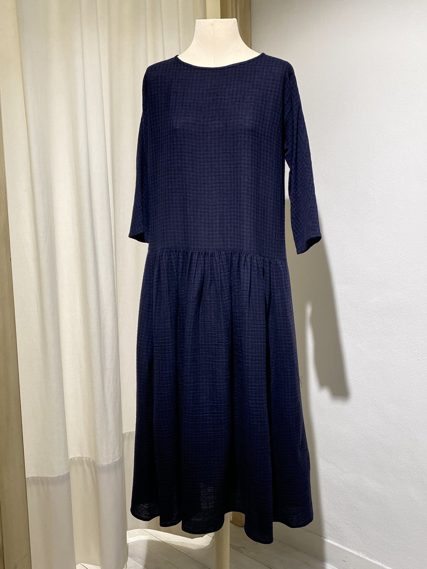 W DRESS LONG SLEEVE APUNTOB BLUE/BLACK