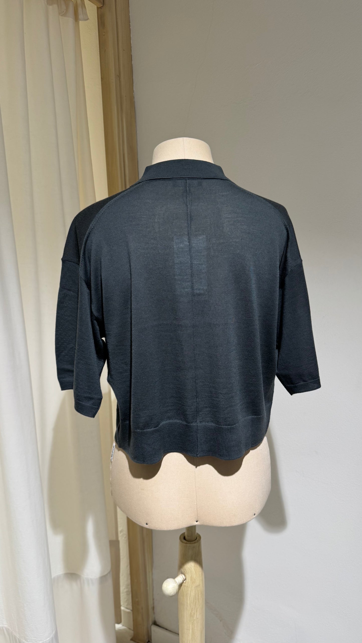 W - Short-Sleeved Wool Elton - SOEUR - Grey/Blu