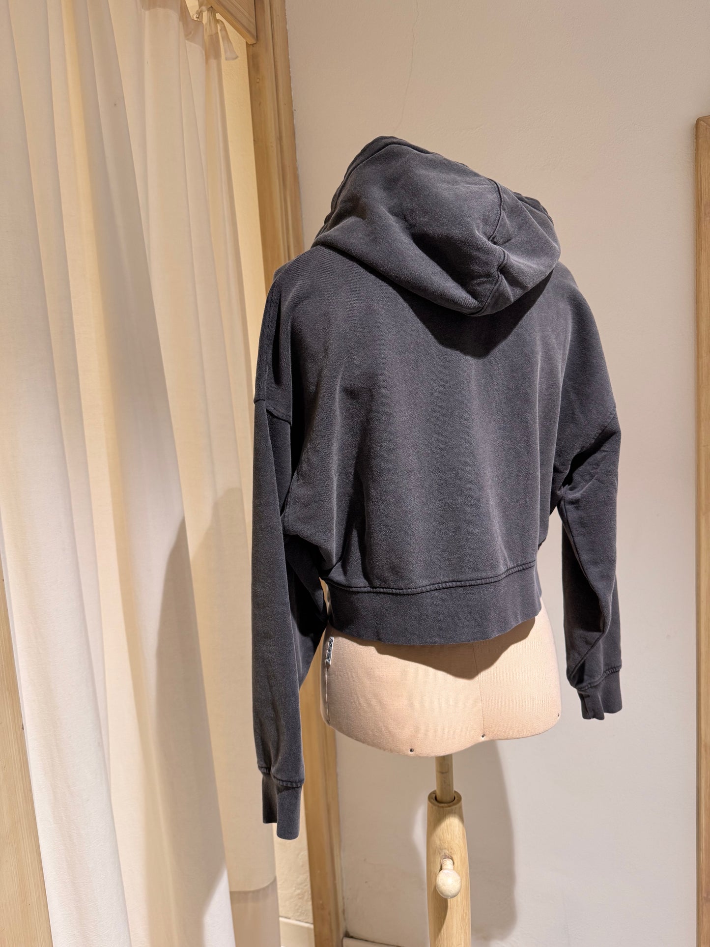 W - Organic Crop Zip Hood - COLORFUL STANDARD Faded Black