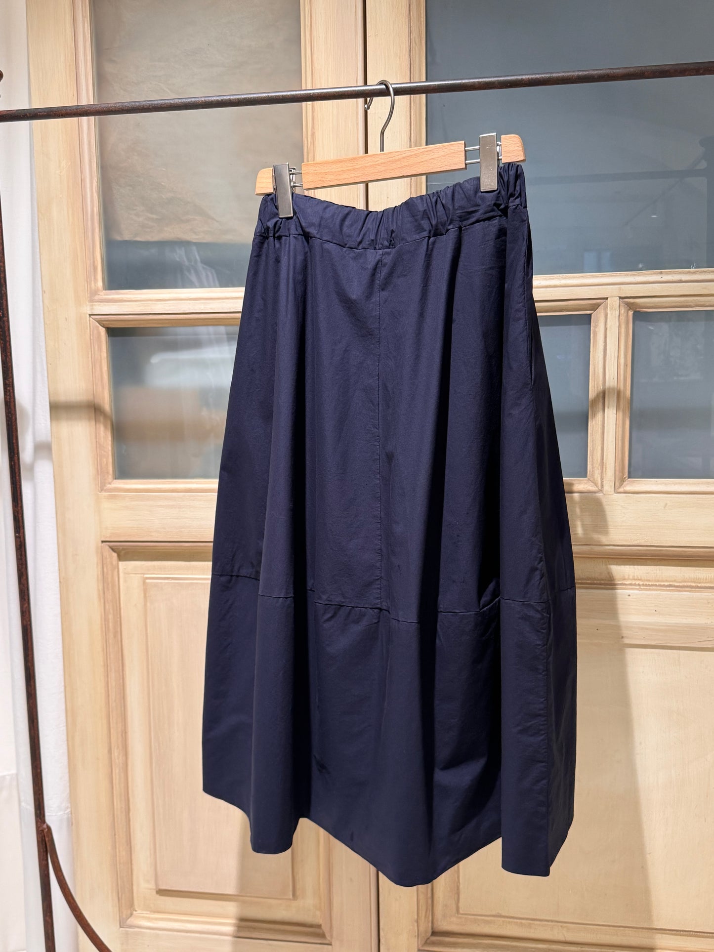 W - Elasticated Waist Midi Skirt - APUNTOB - Blue