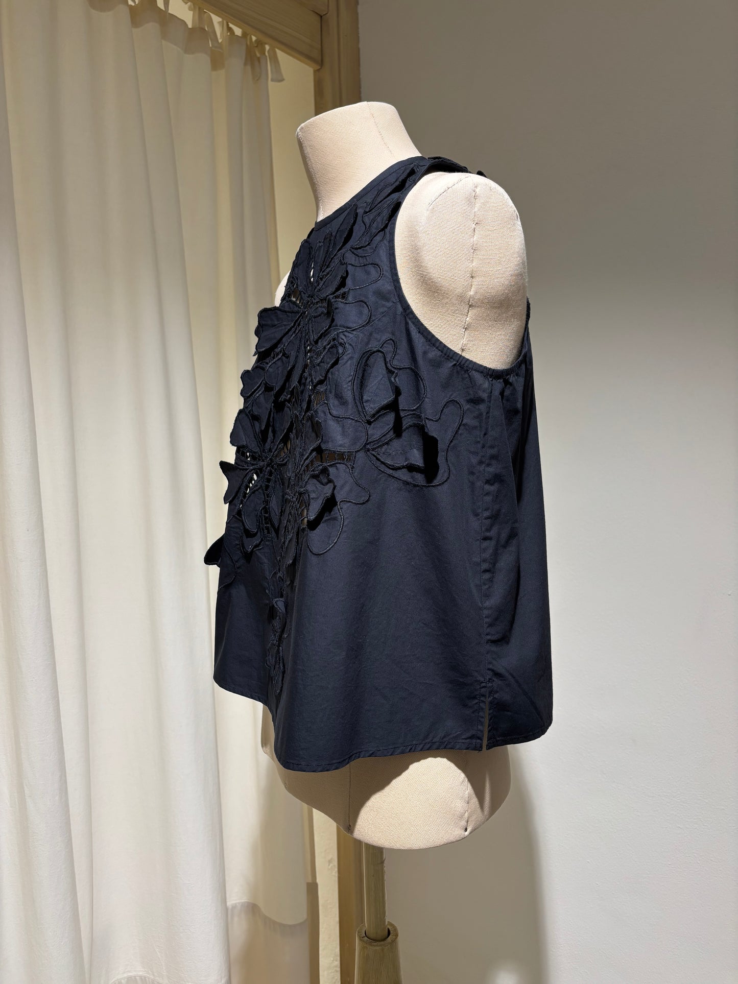 W embroidered top - FORTE FORTE - black