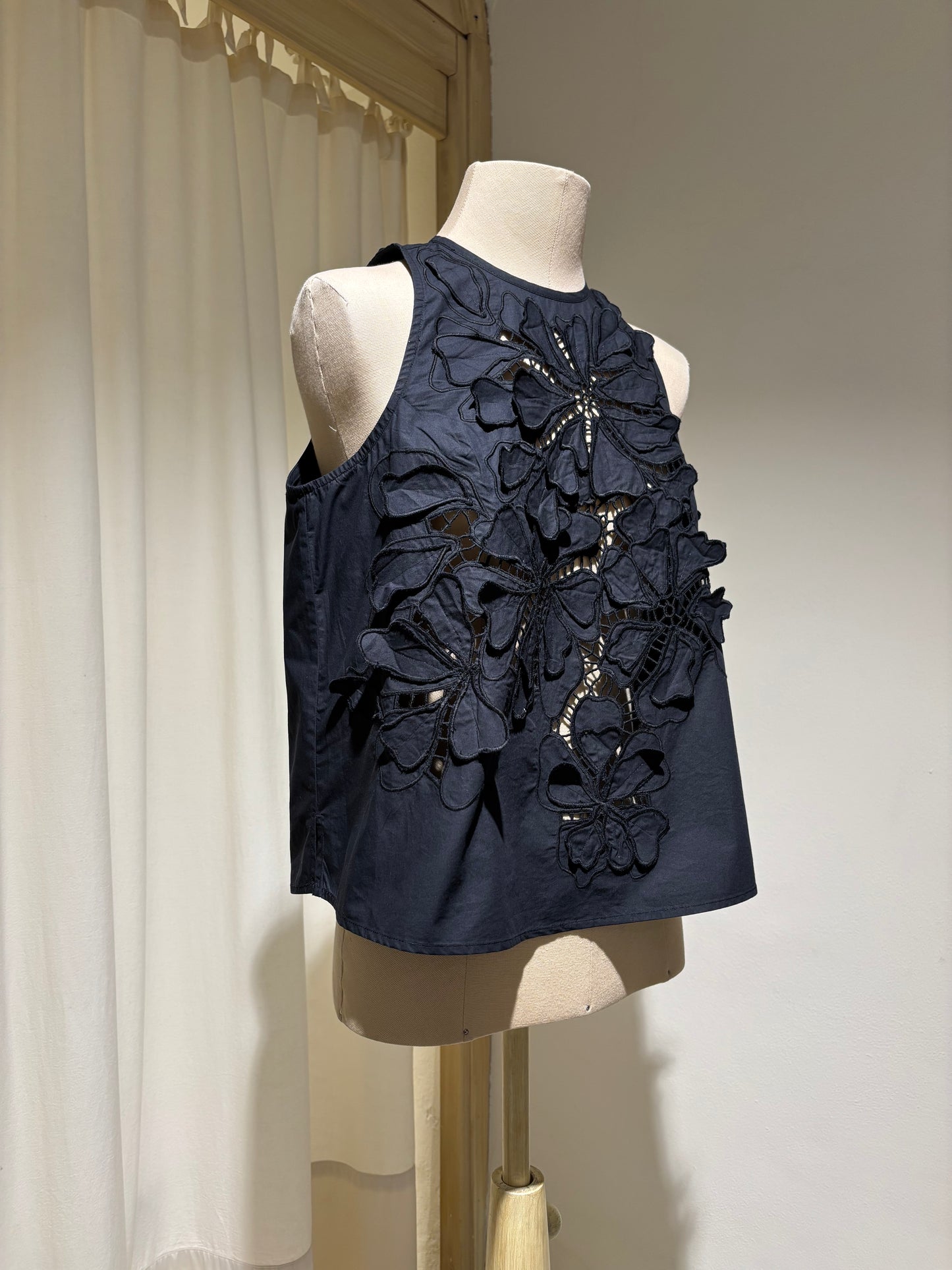 W embroidered top - FORTE FORTE - black