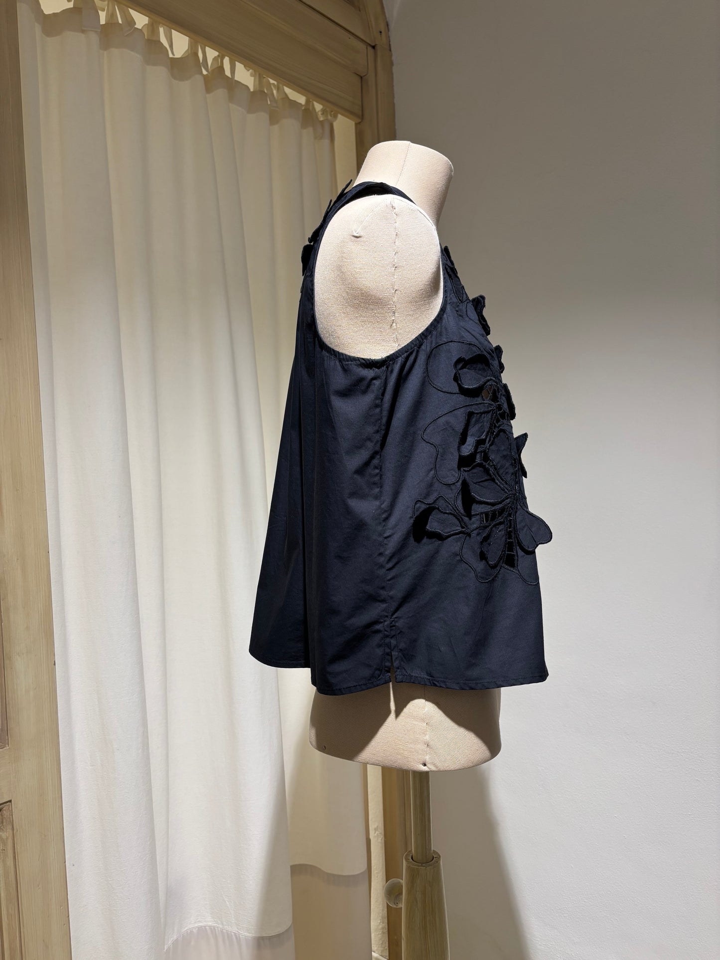 W embroidered top - FORTE FORTE - black