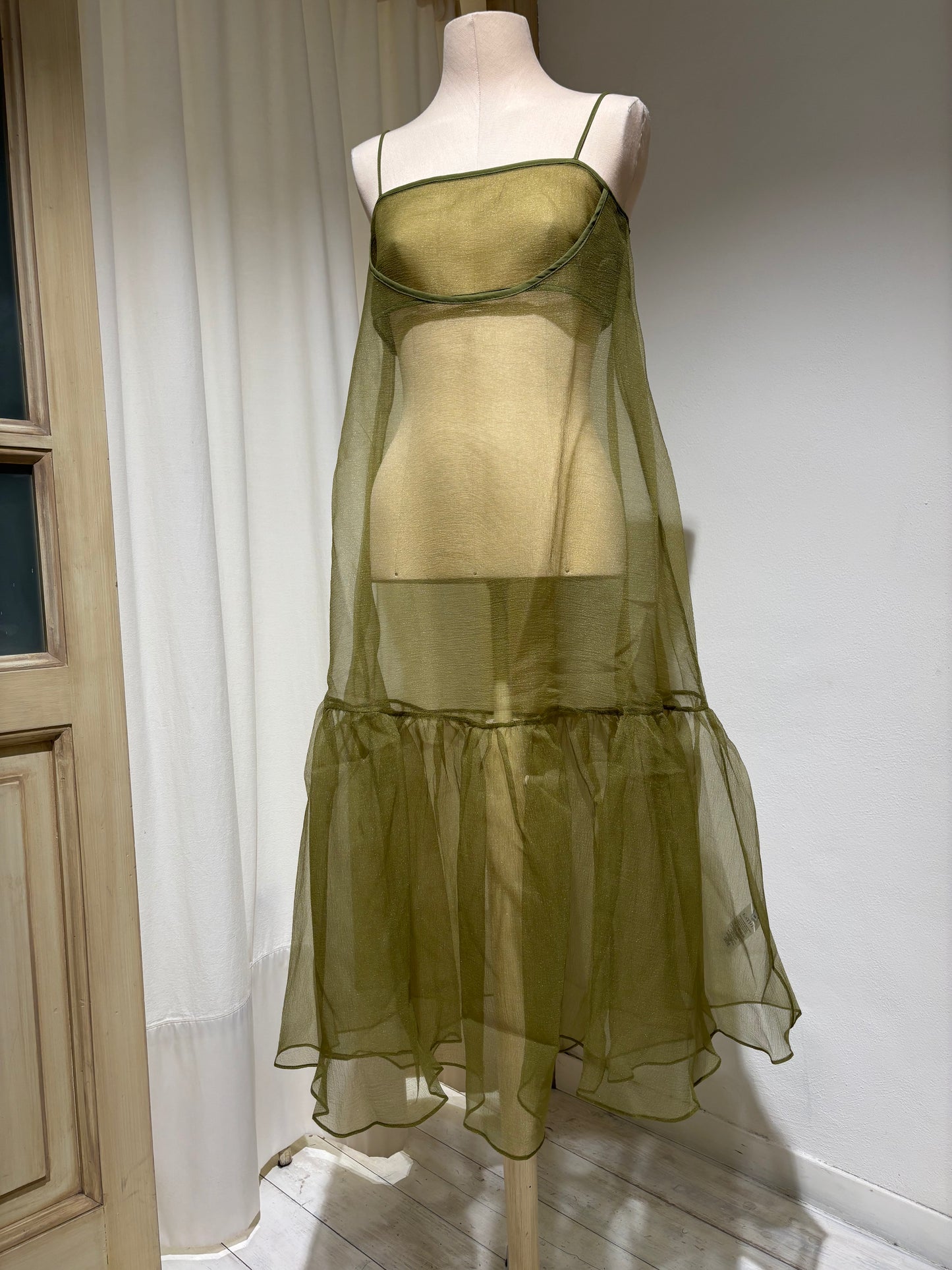 W Cut-Out Organza Dress - ESTHE - Green