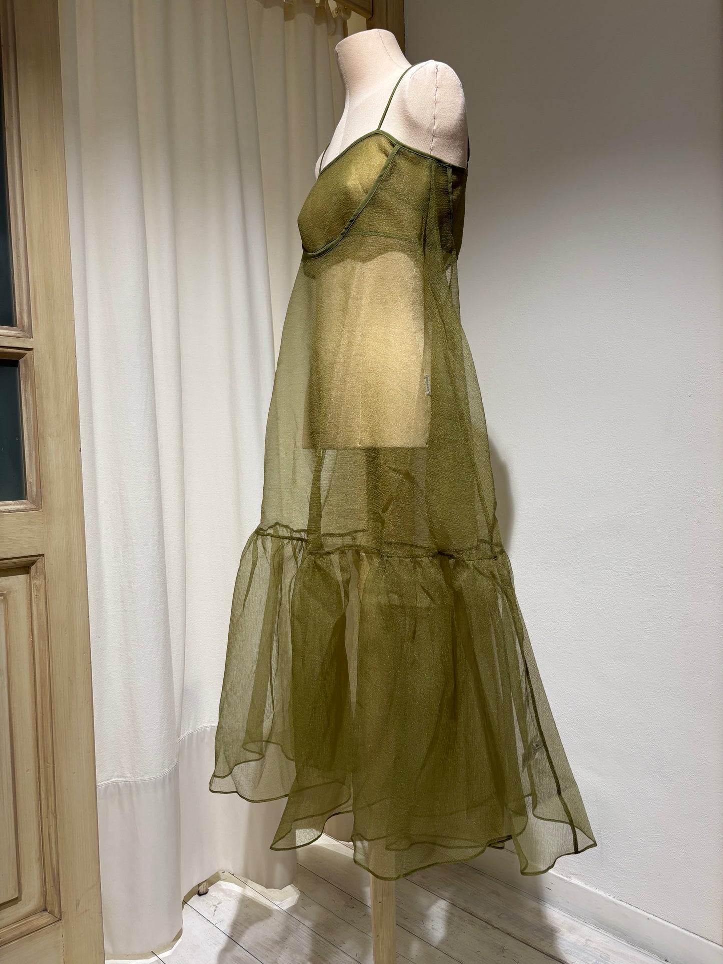 W Cut-Out Organza Dress - ESTHE - Green