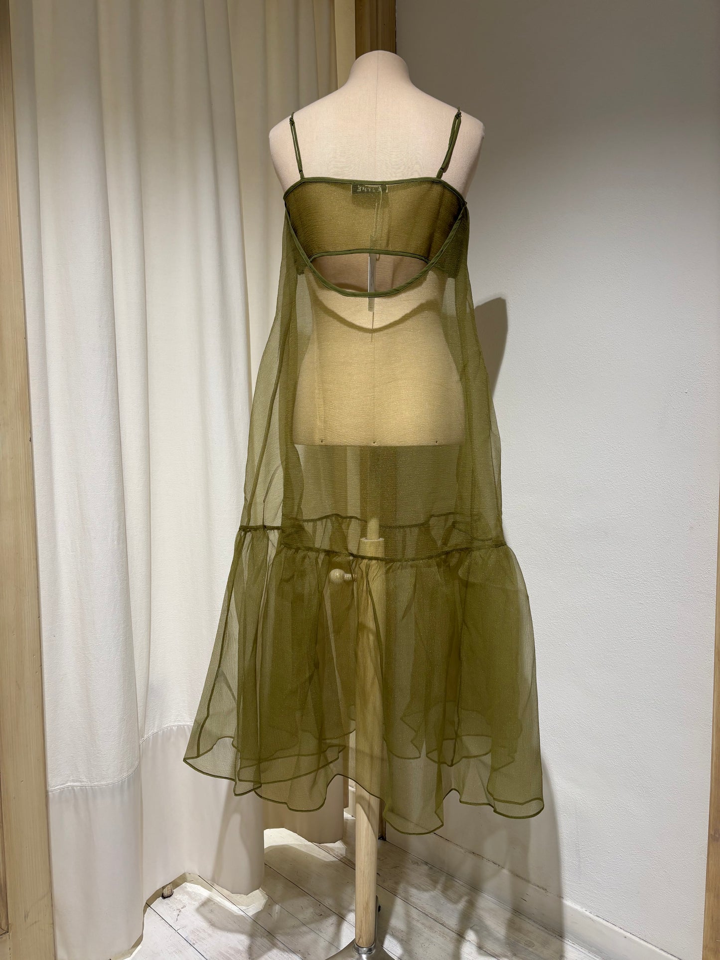 W Cut-Out Organza Dress - ESTHE - Green