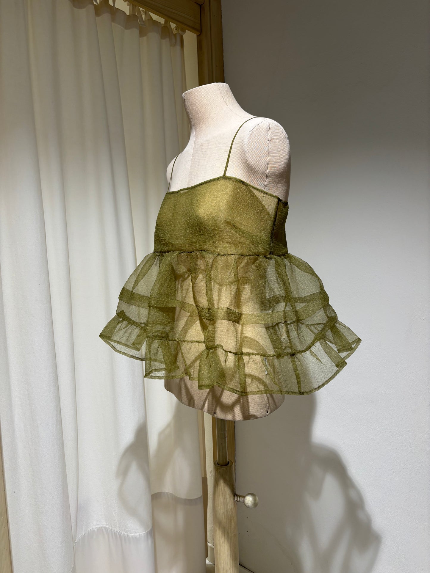 W Babydoll Organza Top - ESTHE - Green