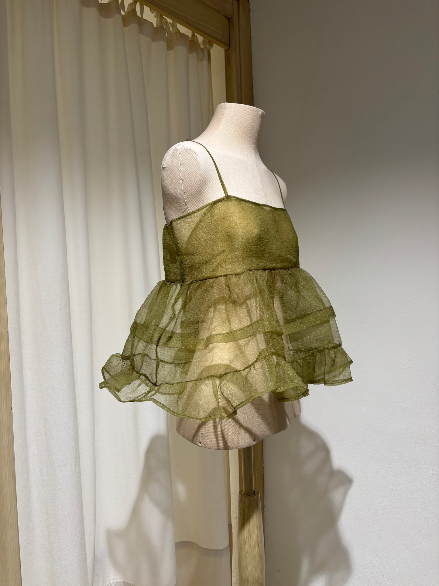 W Babydoll Organza Top - ESTHE - Green