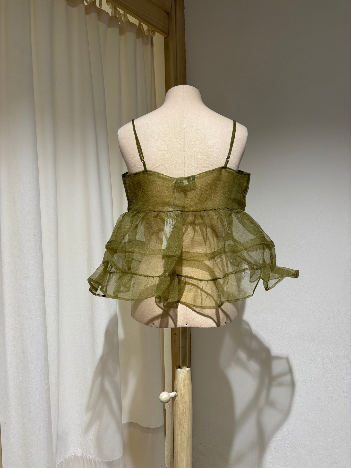 W Babydoll Organza Top - ESTHE - Green