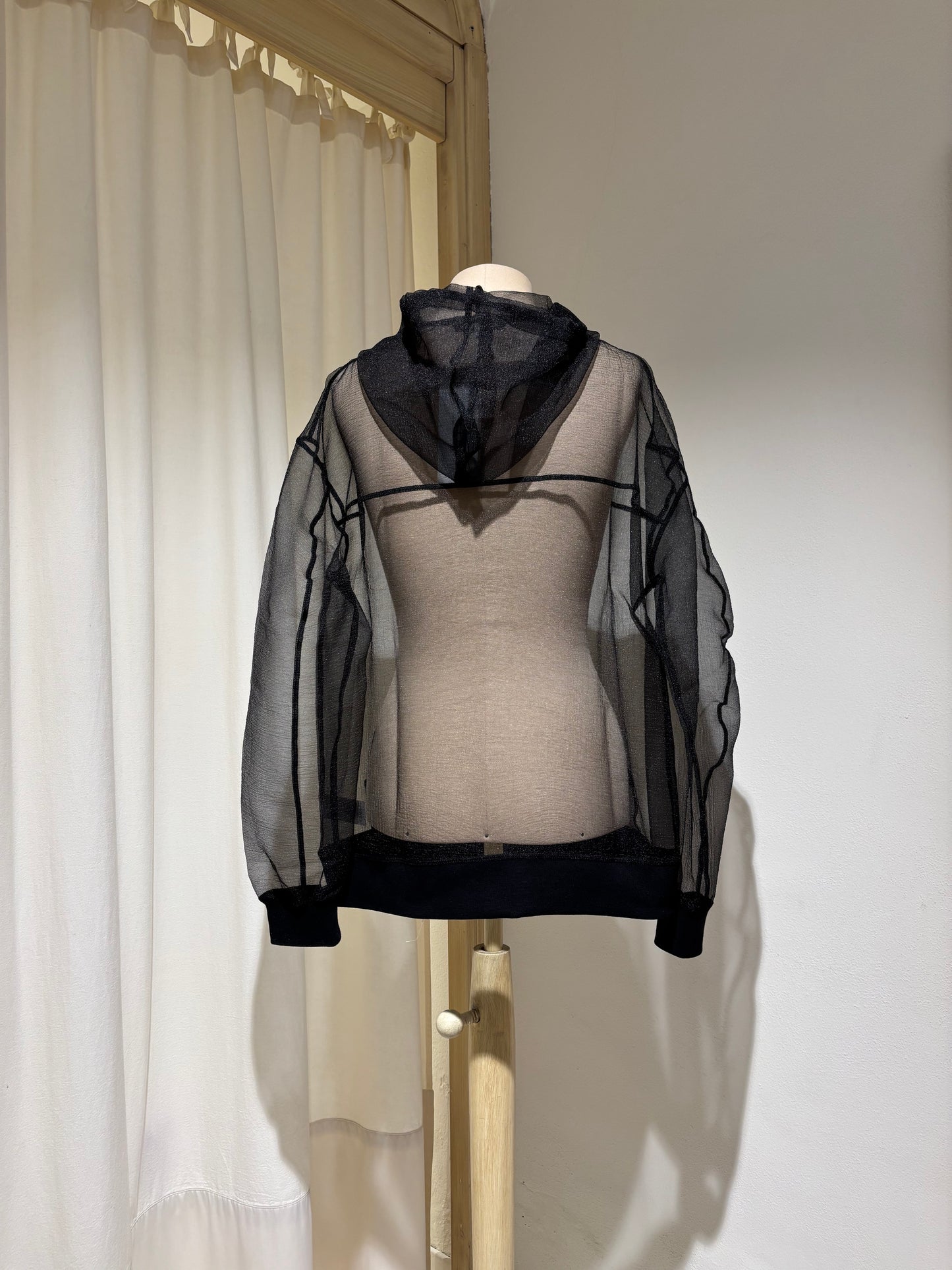 W Organza Oversized Hoodie - ESTHE - Black