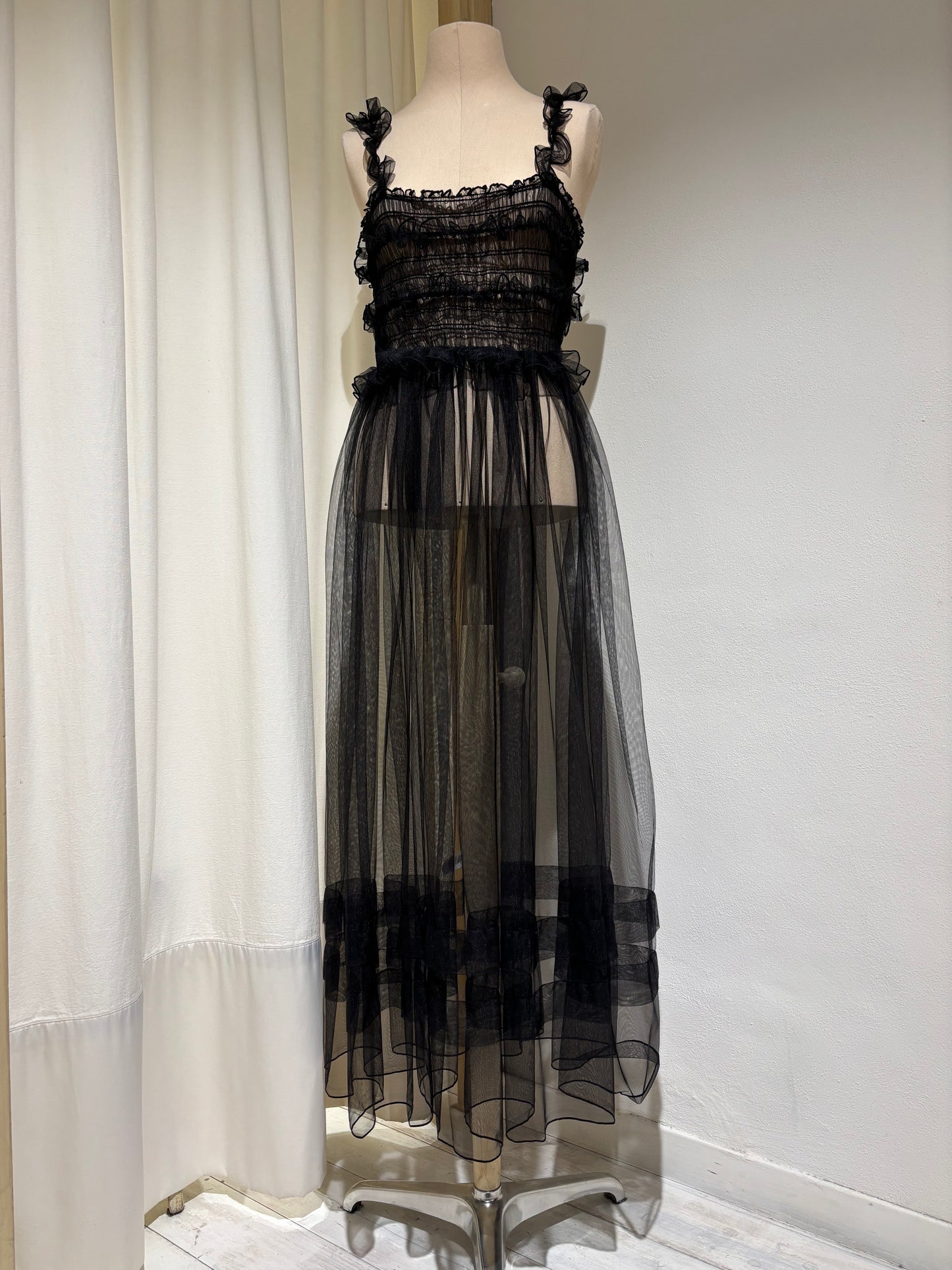 W - Tulle Ruffle Sundress - ESTHE - Black