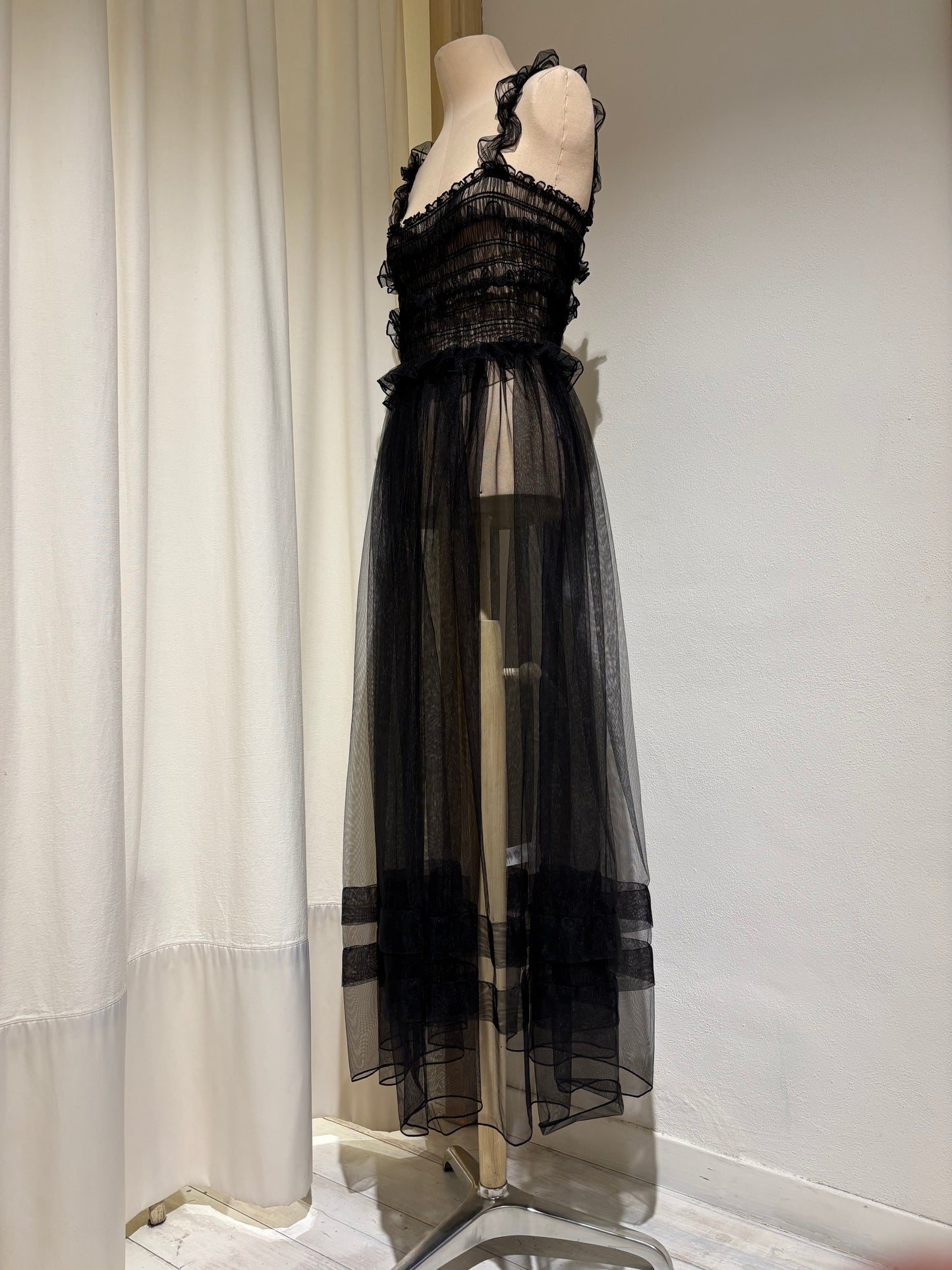 W - Tulle Ruffle Sundress - ESTHE - Black