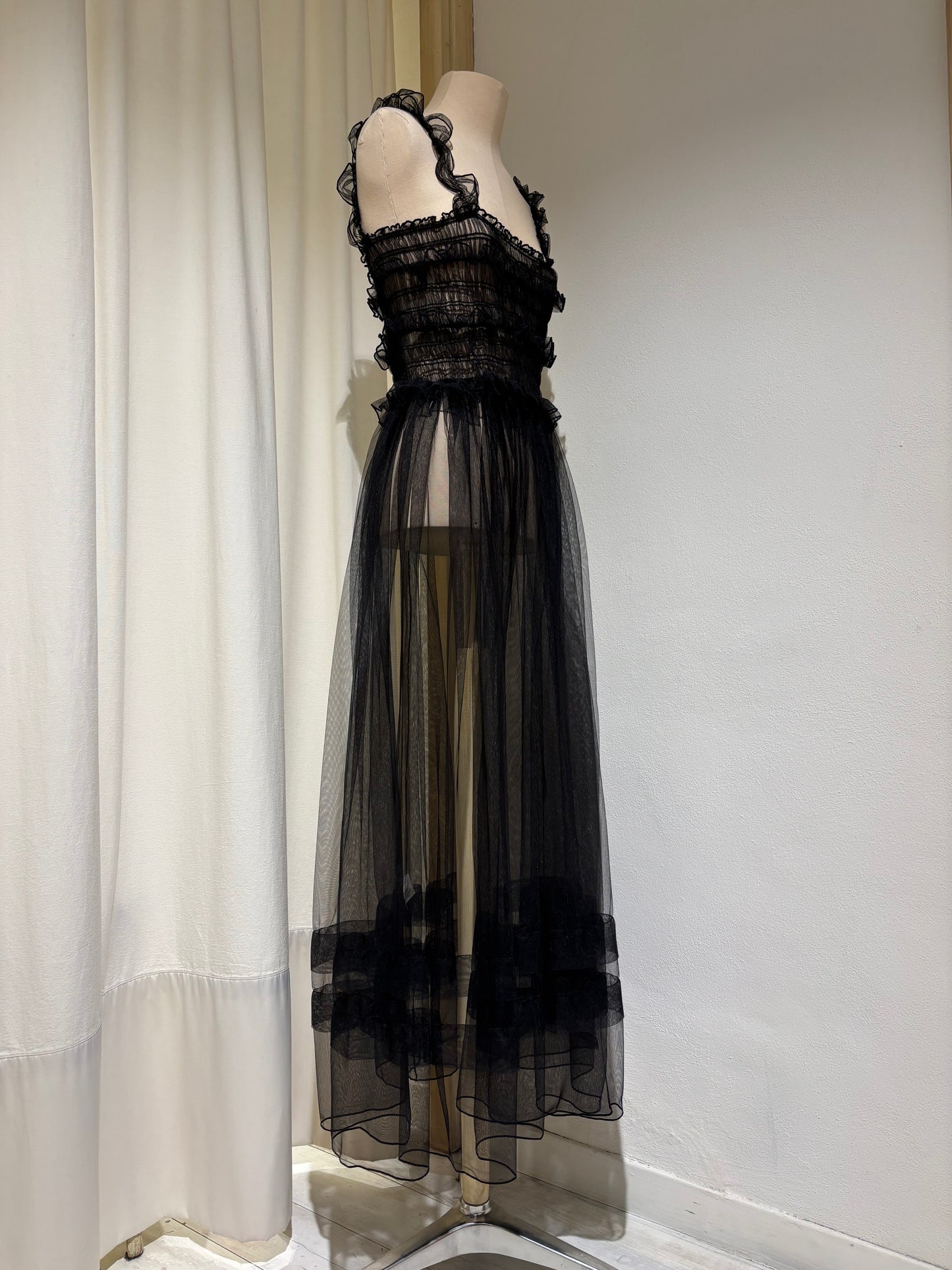 W - Tulle Ruffle Sundress - ESTHE - Black