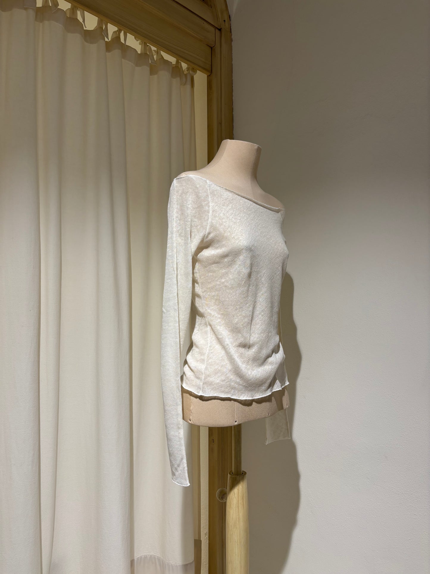 W Knitted Boat Neck Top - ESTHE - Off White