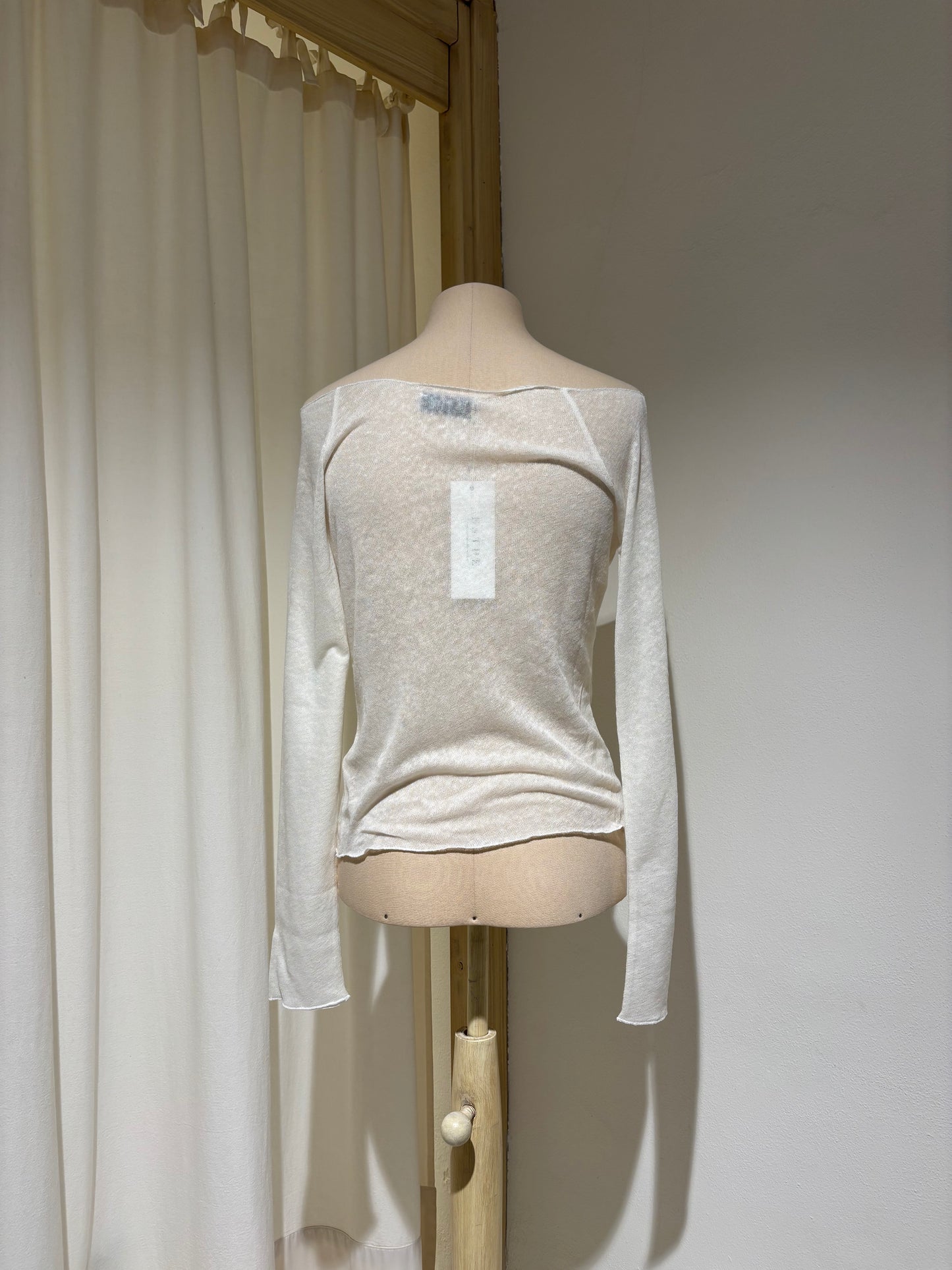 W Knitted Boat Neck Top - ESTHE - Off White
