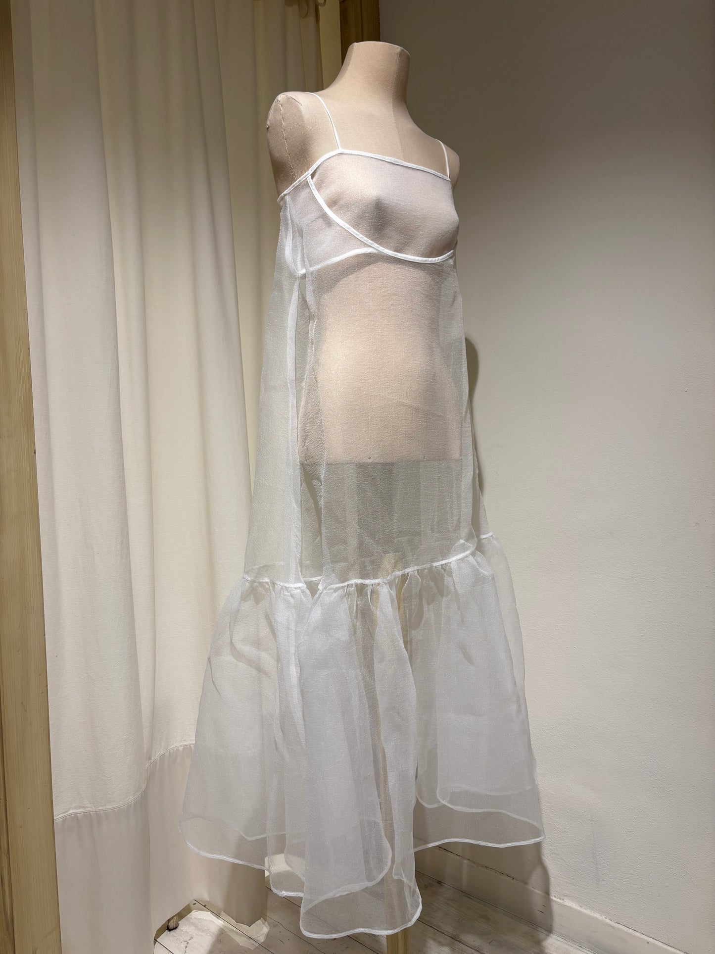 W Cut-Out Organza Dress - ESTHE - White