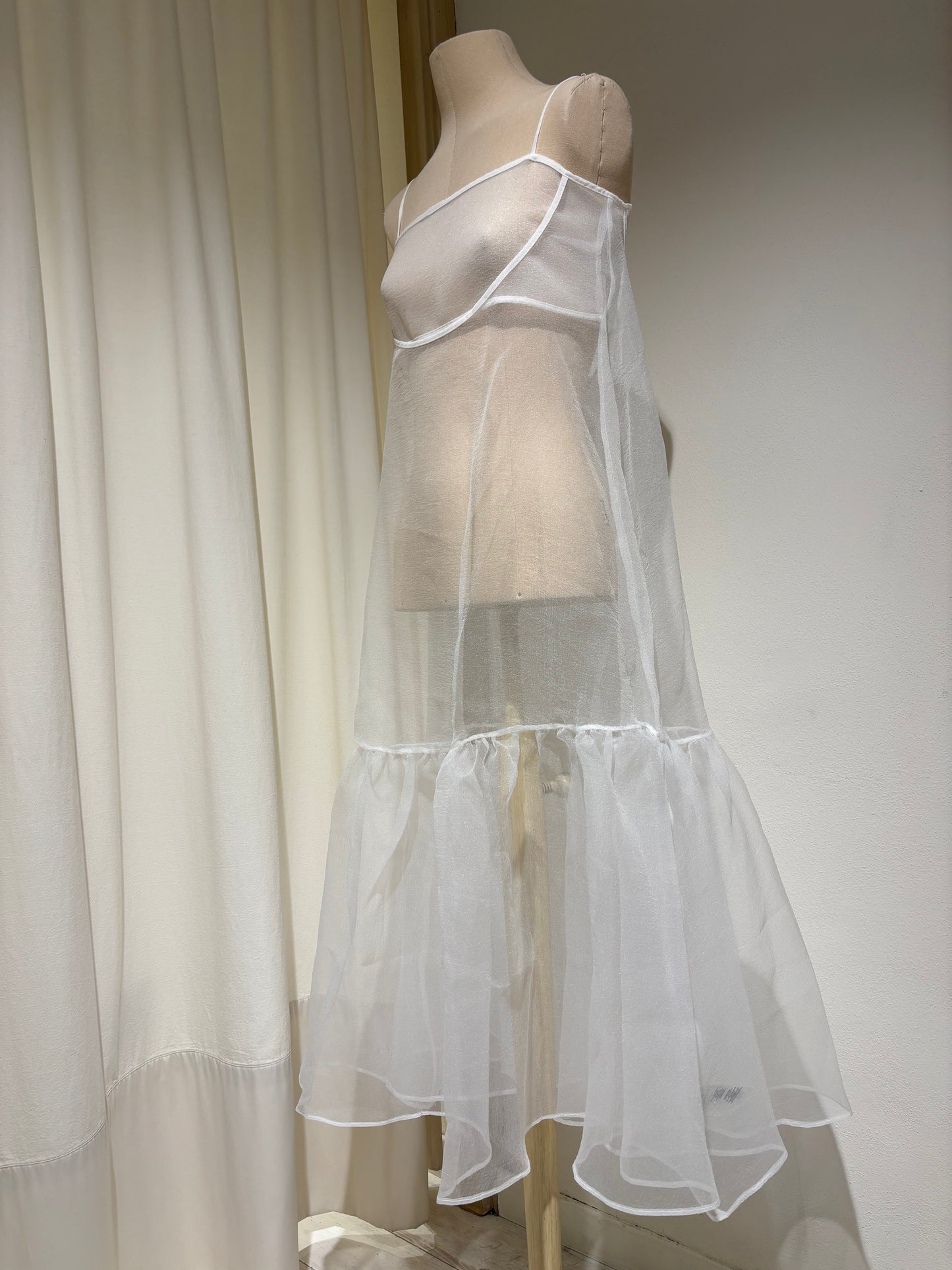 W Cut-Out Organza Dress - ESTHE - White