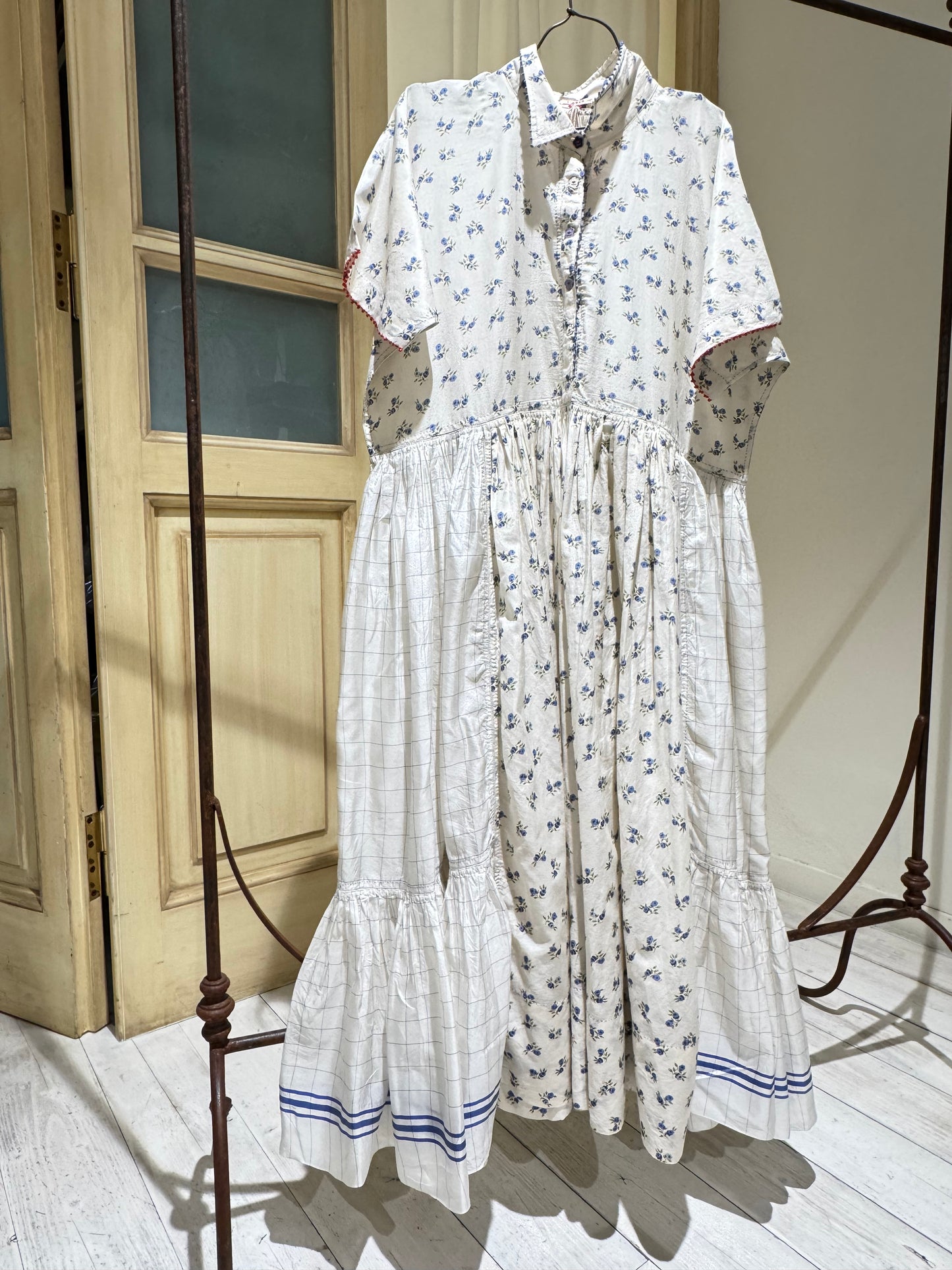 W DRESS Short Sleeve - I LOVE PÈRO - Milk,Sky Blue