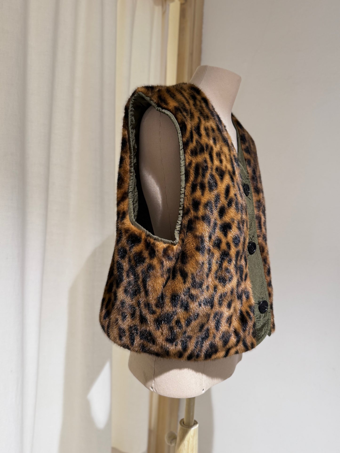 W Eloise sleeveless GILET - BELLEROSE - Military Green/Leopard