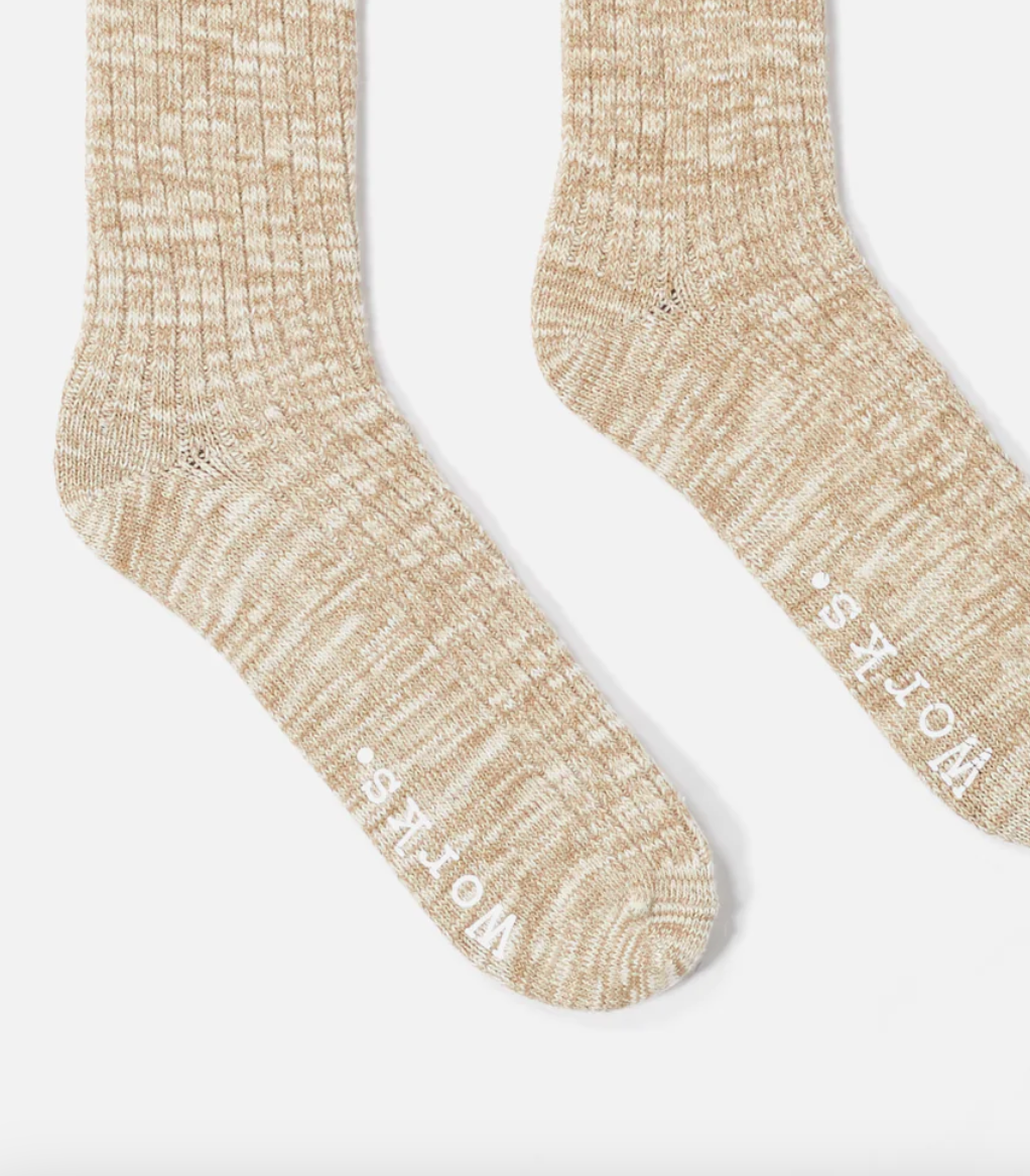 M Slub Knit Slub Sock - UNIVERSAL WORKS - Dark Sand
