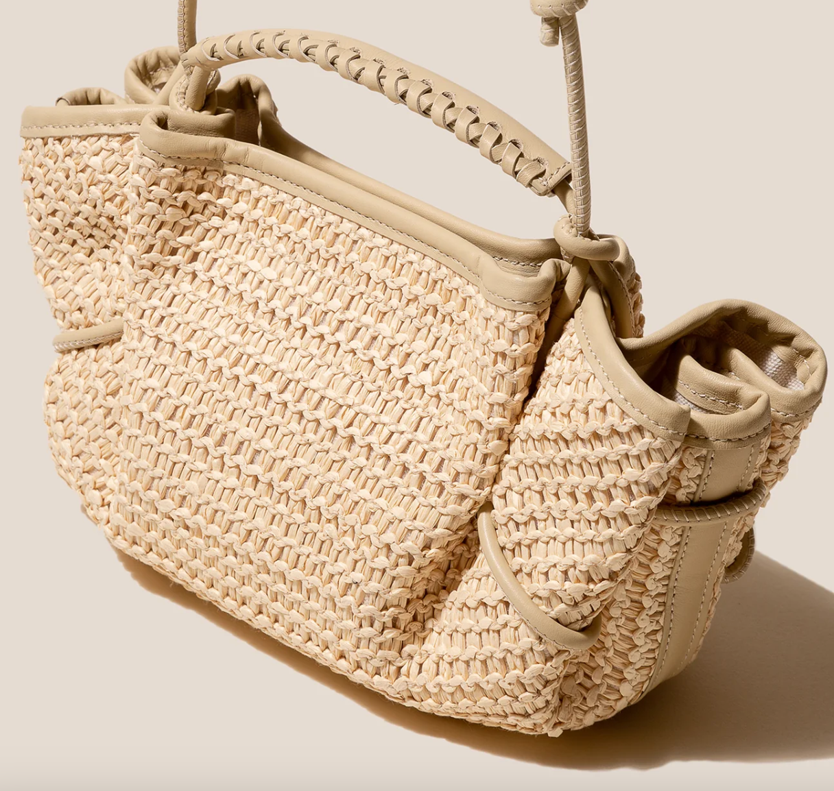 W Arta Mini Raffia Pleated Crossbody Bag - HEREU - Natural