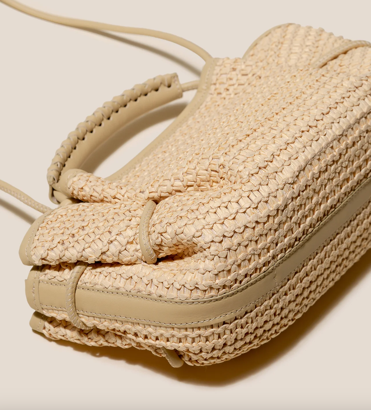 W Arta Mini Raffia Pleated Crossbody Bag - HEREU - Natural