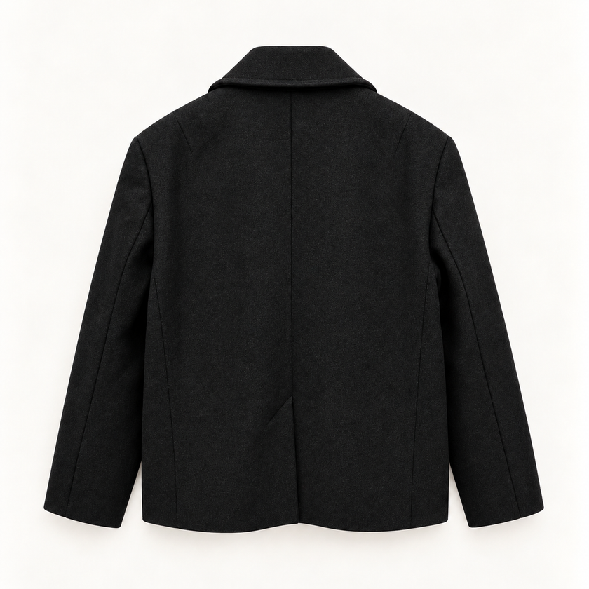 BLACK WOOL PEACOAT JACKET - PS PAUL SMIH