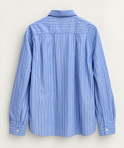 Blue Stripe Refab Compact Cotton Lucky Shirt - UNIVERSAL WORKS