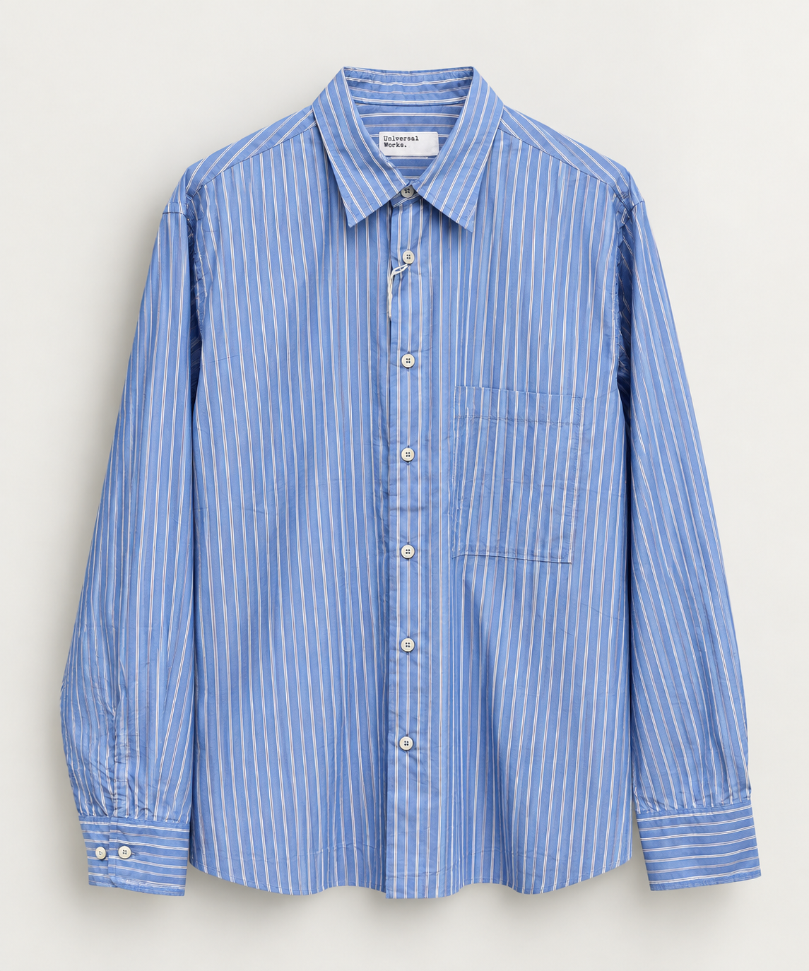 Blue Stripe Refab Compact Cotton Lucky Shirt - UNIVERSAL WORKS
