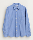 Blue Stripe Refab Compact Cotton Lucky Shirt - UNIVERSAL WORKS