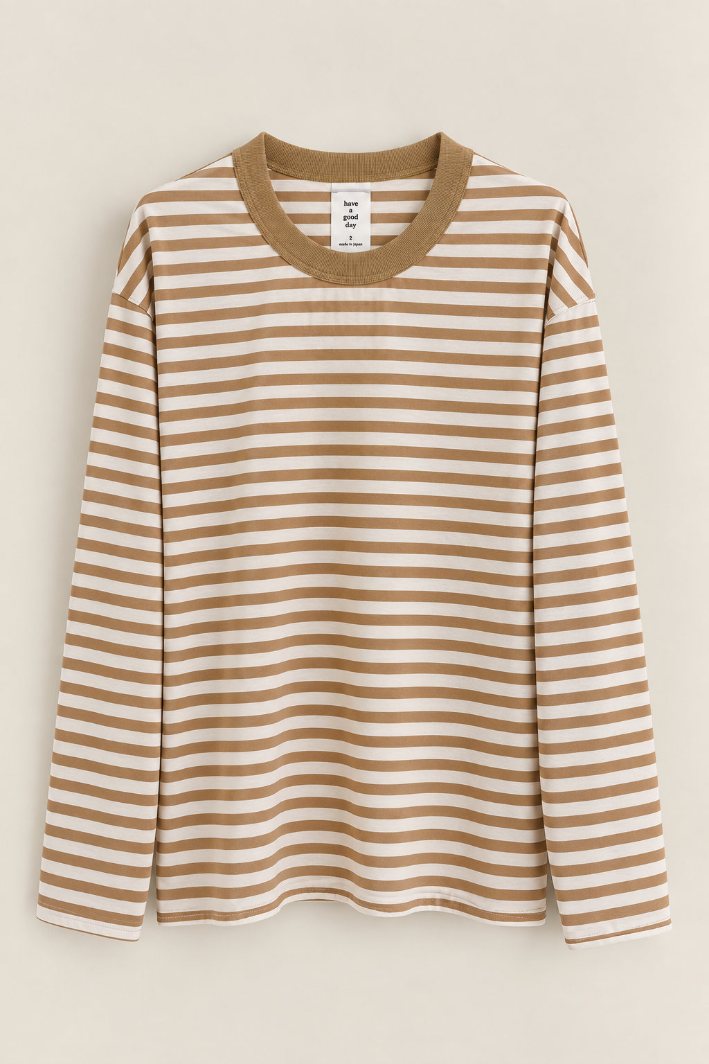 STRIPED LONG SLEEVES HEAVY T-SHIRT - HAVE A GOOD DAY